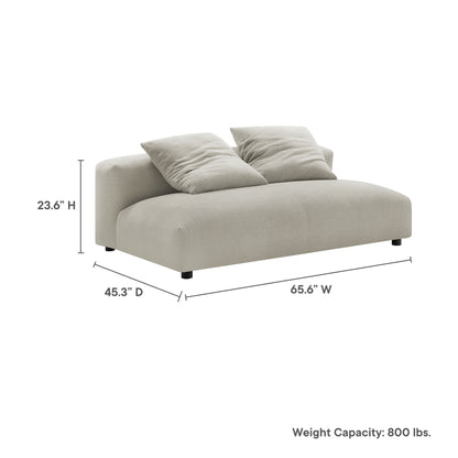 Solace modular armless loveseat in beige linen fabric by Modway, compact sofa on Tampa Home & Garden Store