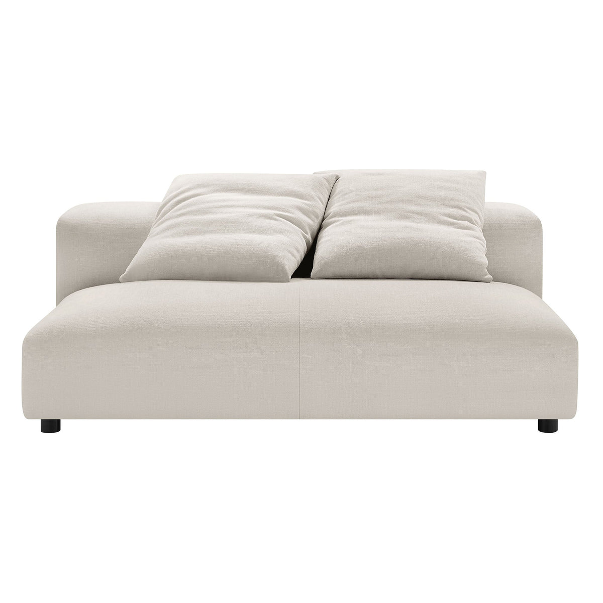 Solace modular armless loveseat beige fabric by Modway, rounded edges, short black legs on Tampa Home & Garden Store
