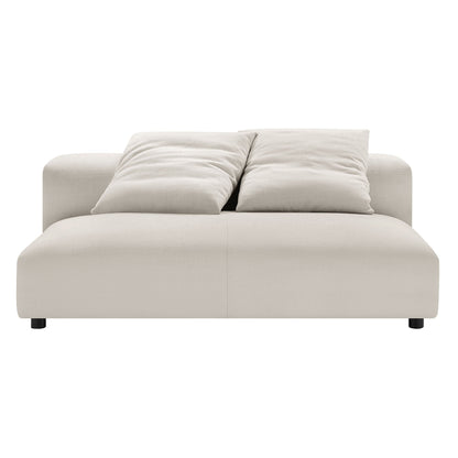 Solace modular armless loveseat beige fabric by Modway, rounded edges, short black legs on Tampa Home & Garden Store