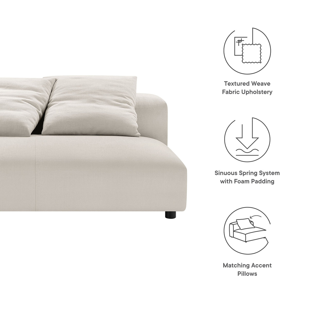 Solace modular armless loveseat in beige fabric by Modway on Tampa Home & Garden Store