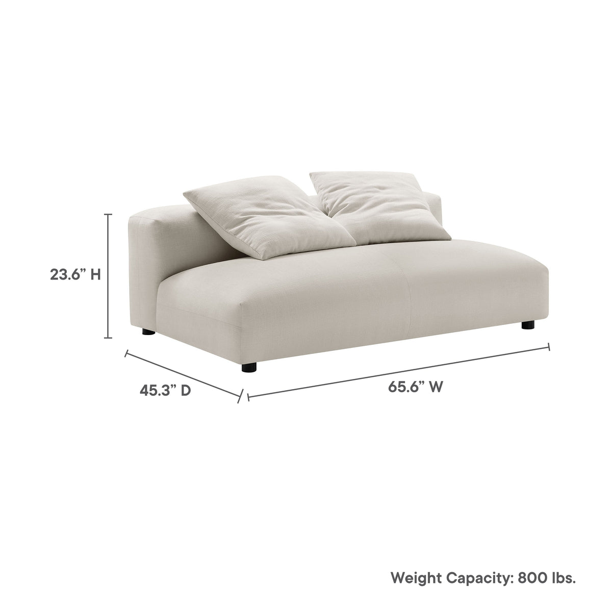 Solace modular armless loveseat in beige fabric with plush cushions by Modway on Tampa Home & Garden Store