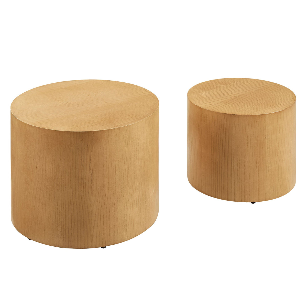 Amani Round Nesting Coffee Tables set of 2 by Modway in natural wood finish with visible grain on Tampa Home & Garden Store