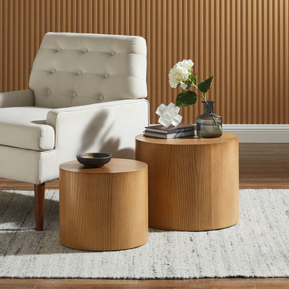 Amani round nesting coffee tables set of 2 by Modway in natural wood finish on Tampa Home & Garden Store