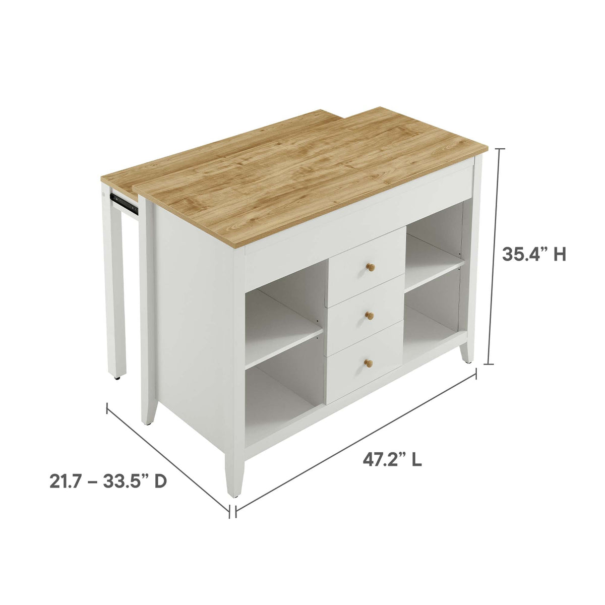 Farmstead 3-Piece Kitchen Island with wood top and white base by HouseOfZazla Modway on Tampa Home & Garden Store