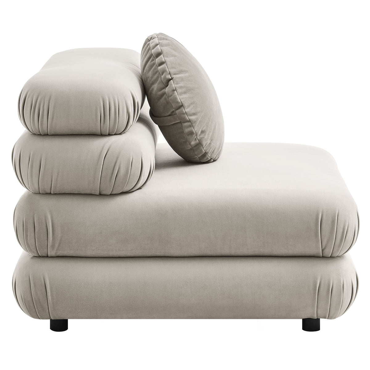 Jubilee 5-Piece Modular Velvet Sectional Sofa in taupe with plush cushions and black legs on Tampa Home & Garden Store