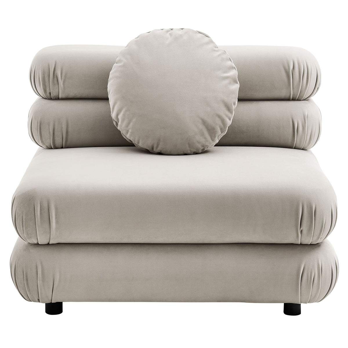 Jubilee Modular Velvet Armless Chair by Modway, beige upholstery with rounded bolster on Tampa Home & Garden Store