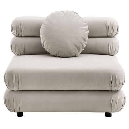 Jubilee 3-Piece Velvet Modular Sofa by Modway in taupe velvet with round bolster on Tampa Home & Garden Store