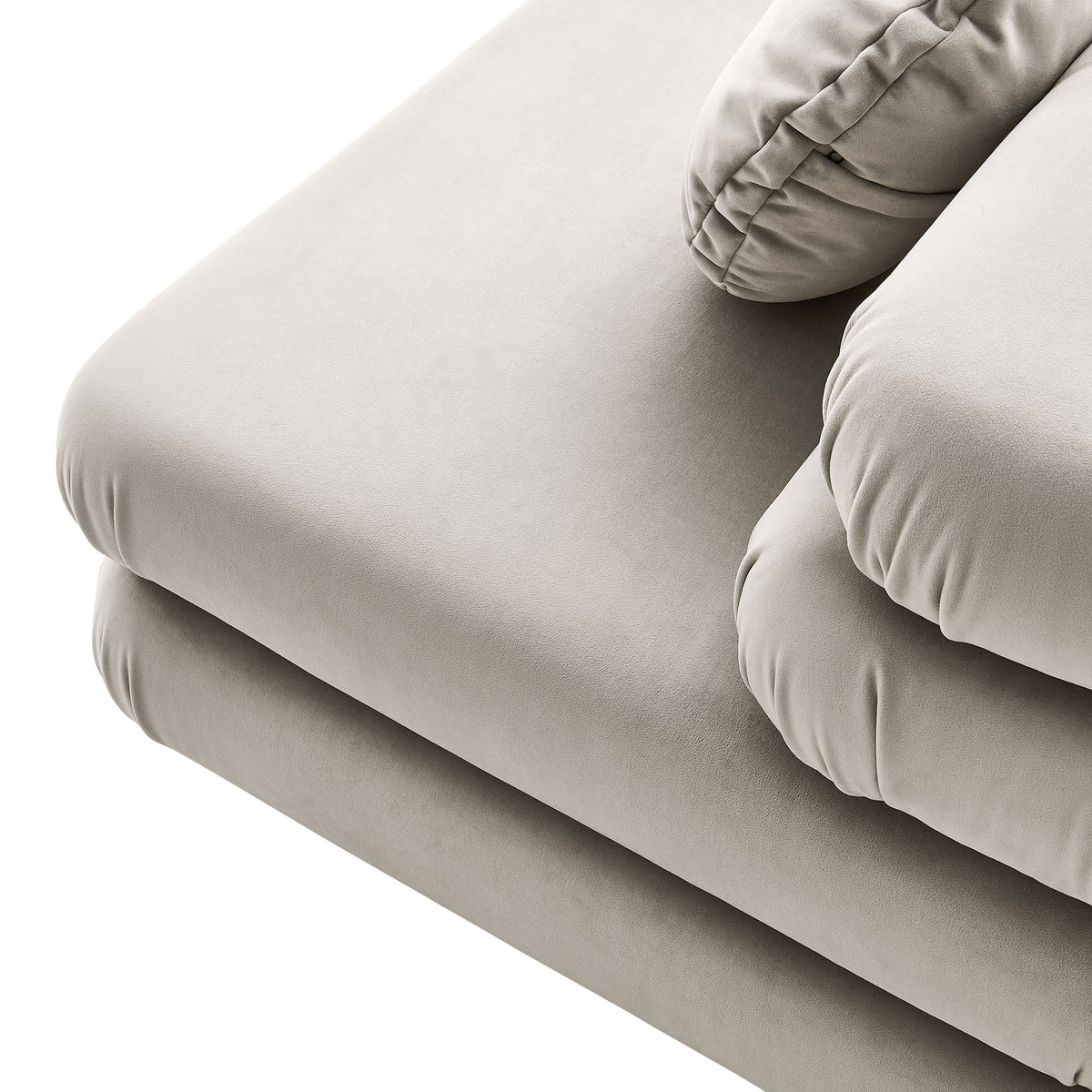 Jubilee Modular Performance Velvet Armless Chair beige plush upholstery close-up on Tampa Home & Garden Store