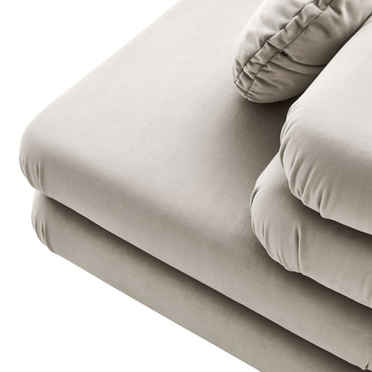 Jubilee Modular Performance Velvet Armless Chair beige plush upholstery close-up on Tampa Home & Garden Store
