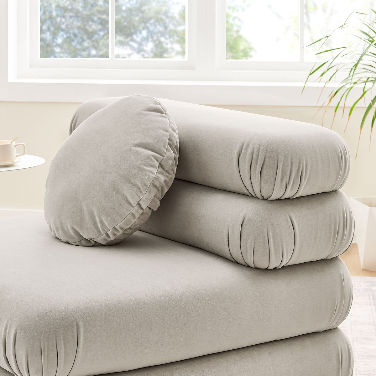 Jubilee modular armless chair in light gray velvet by HouseOfZazla on Tampa Home & Garden Store