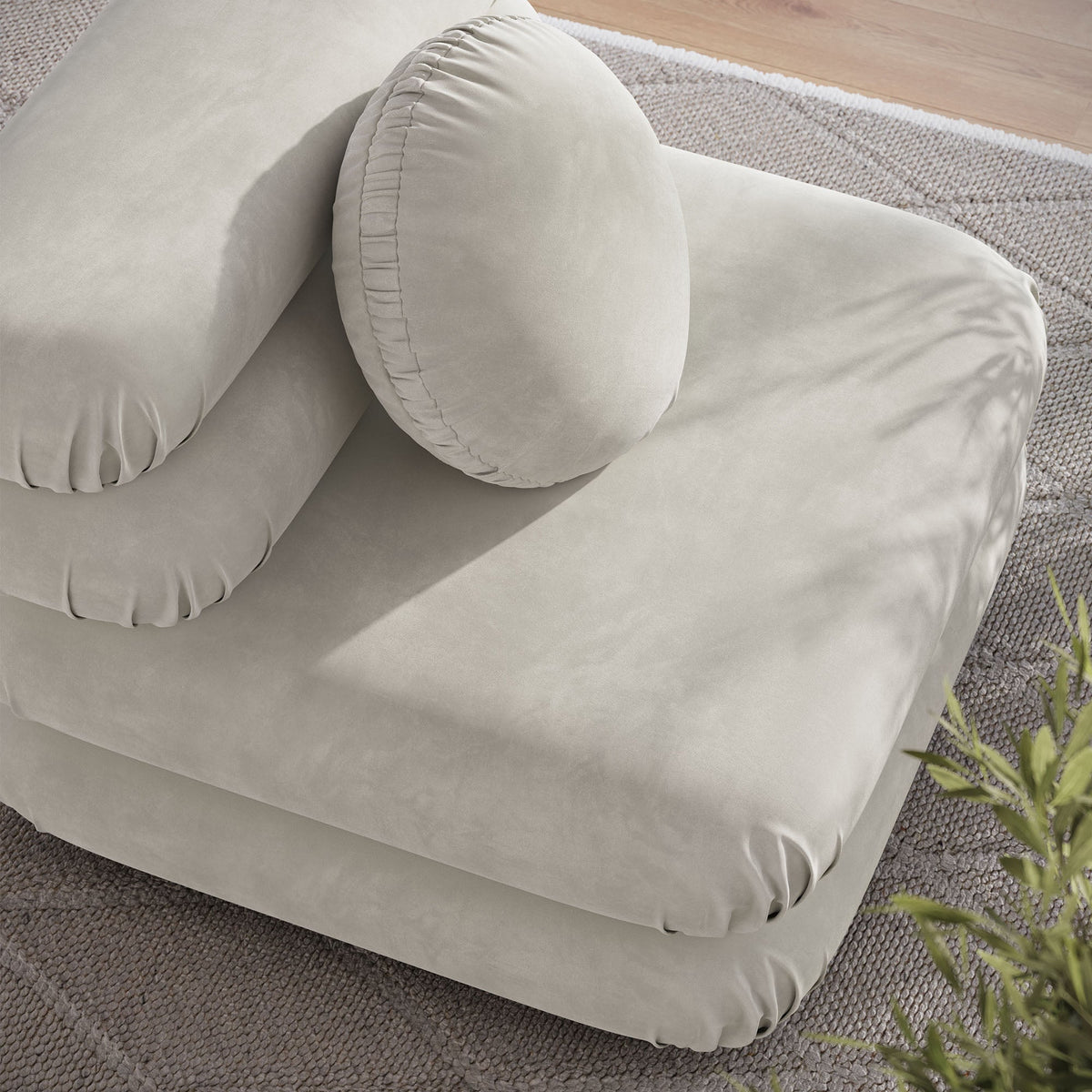 Jubilee modular armless chair in beige performance velvet by Modway, HouseOfZazla listing on Tampa Home & Garden Store