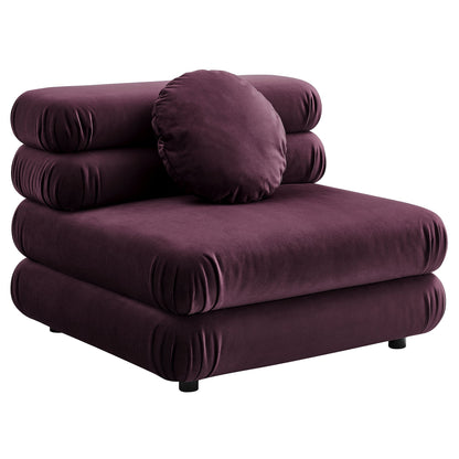 Jubilee modular armless chair in plum velvet with plush bolster cushions on Tampa Home & Garden Store