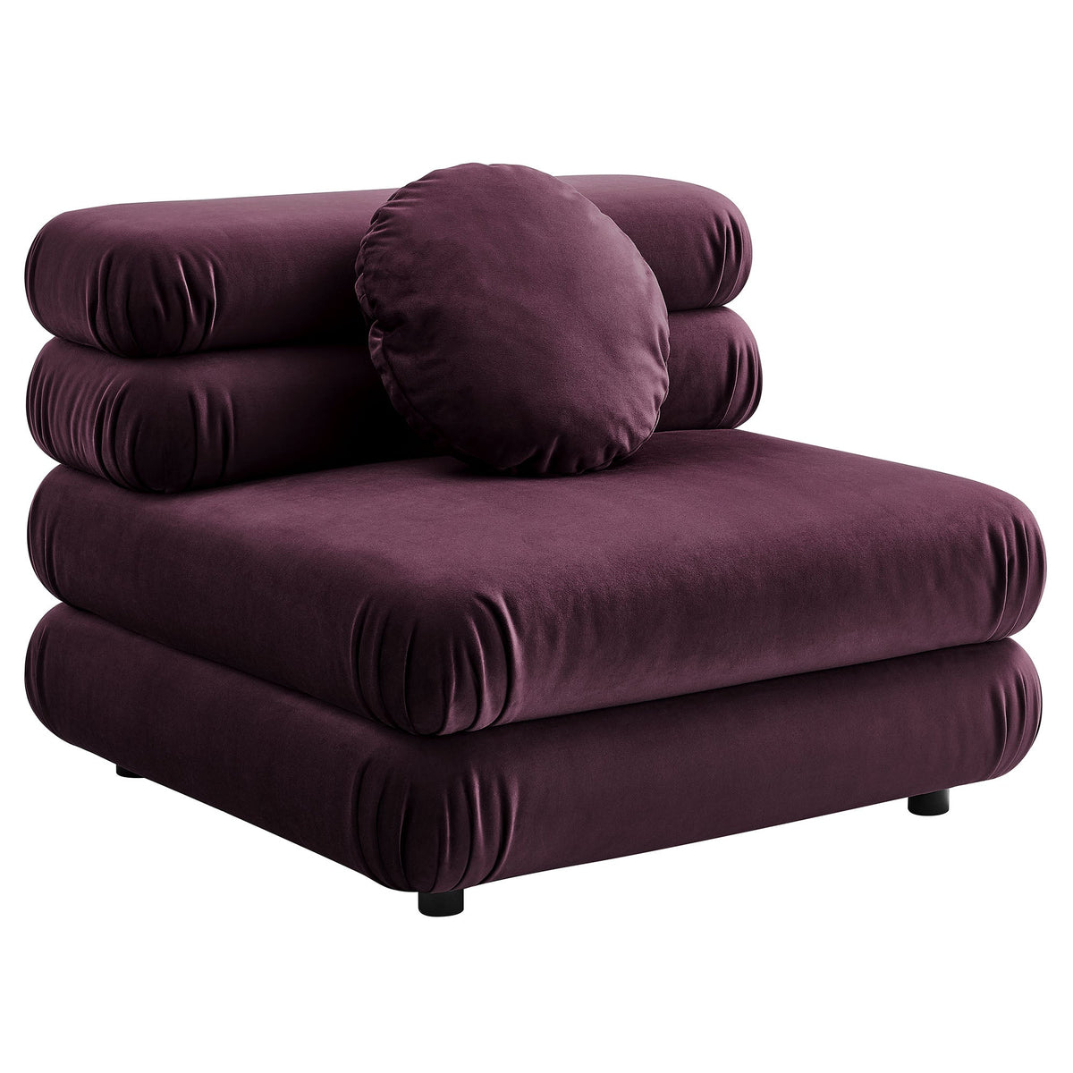 Jubilee 5-Piece Modular Velvet Sectional Sofa by Modway in plum velvet with bolster pillows on Tampa Home & Garden Store