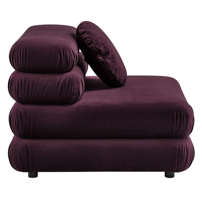 Jubilee modular velvet armless chair burgundy fabric with cushions by HouseOfZazla on Tampa Home & Garden Store