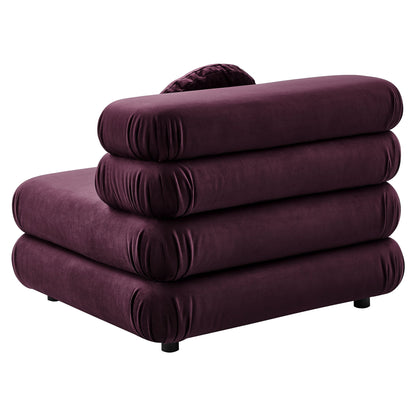 Jubilee modular armless velvet chair in deep burgundy by Modway for HouseOfZazla on Tampa Home & Garden Store
