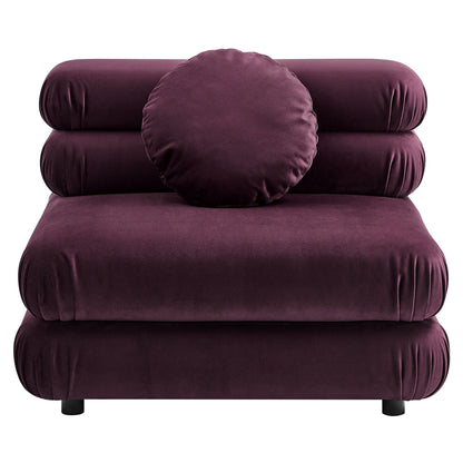 Jubilee 5-Piece Modular Velvet Sectional Sofa in burgundy with bolster by HouseOfZazla on Tampa Home & Garden Store