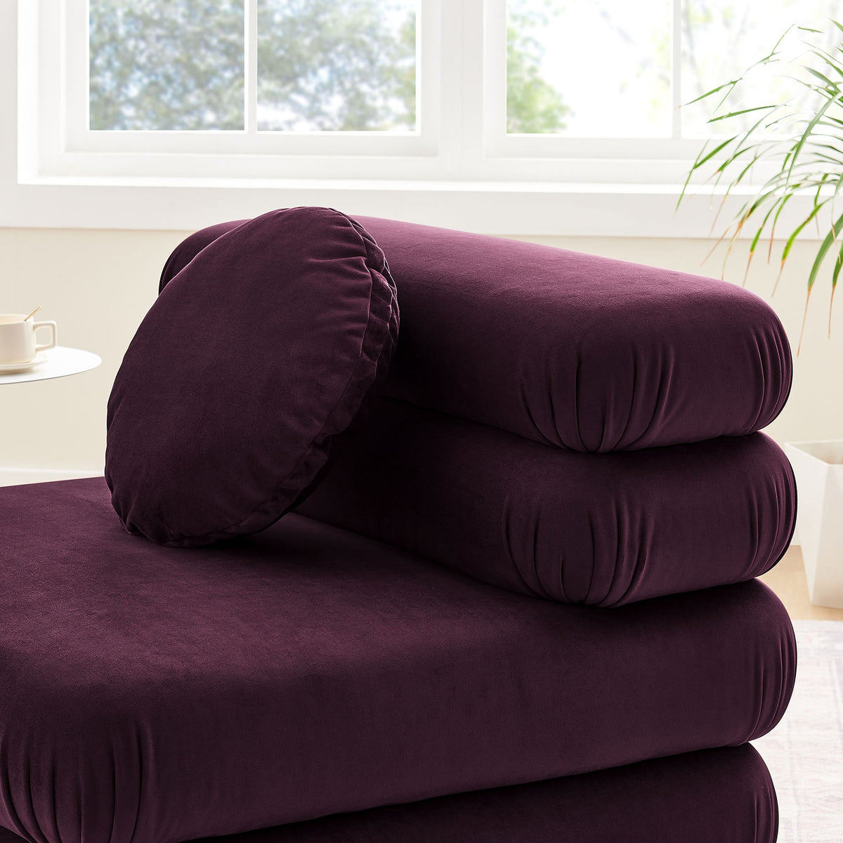 Jubilee modular armless chair in deep plum performance velvet on Tampa Home & Garden Store