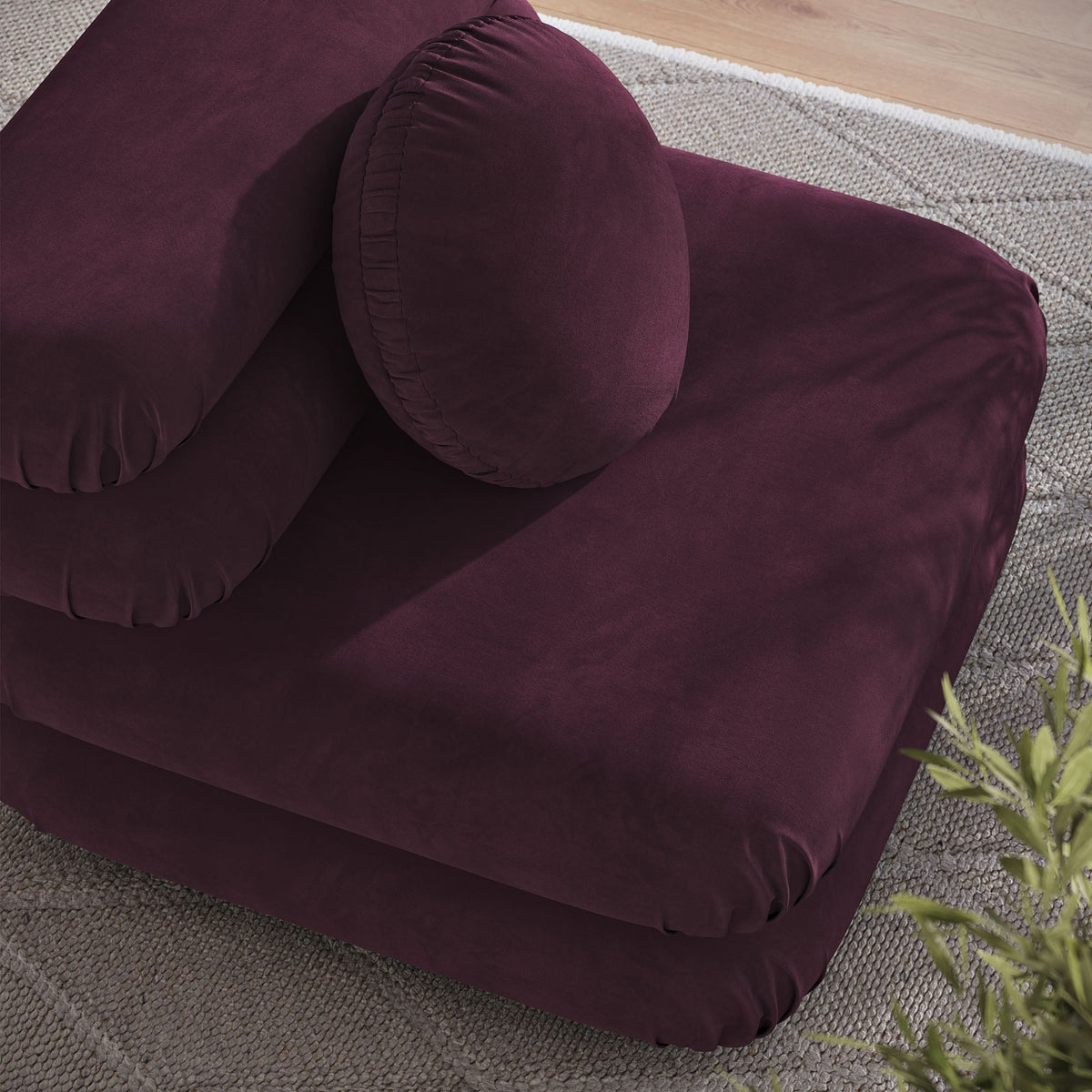 Jubilee Performance Velvet Armless Chair burgundy upholstery with cushions by HouseOfZazla on Tampa Home & Garden Store