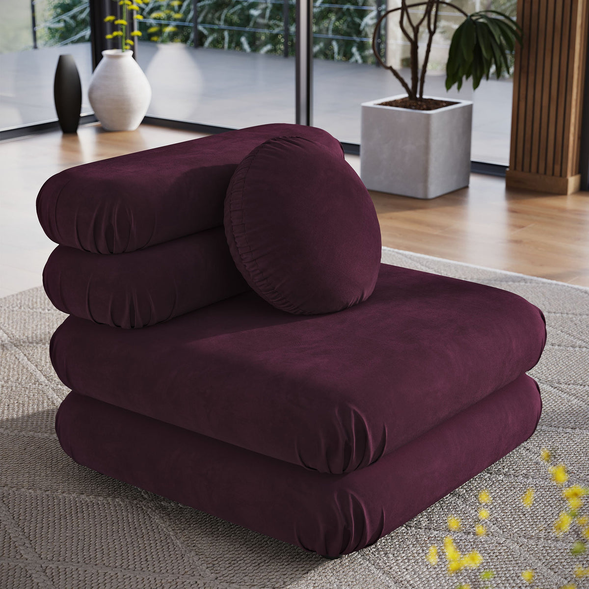 Jubilee Modular Performance Velvet Armless Chair burgundy velvet upholstery by HouseOfZazla on Tampa Home & Garden Store