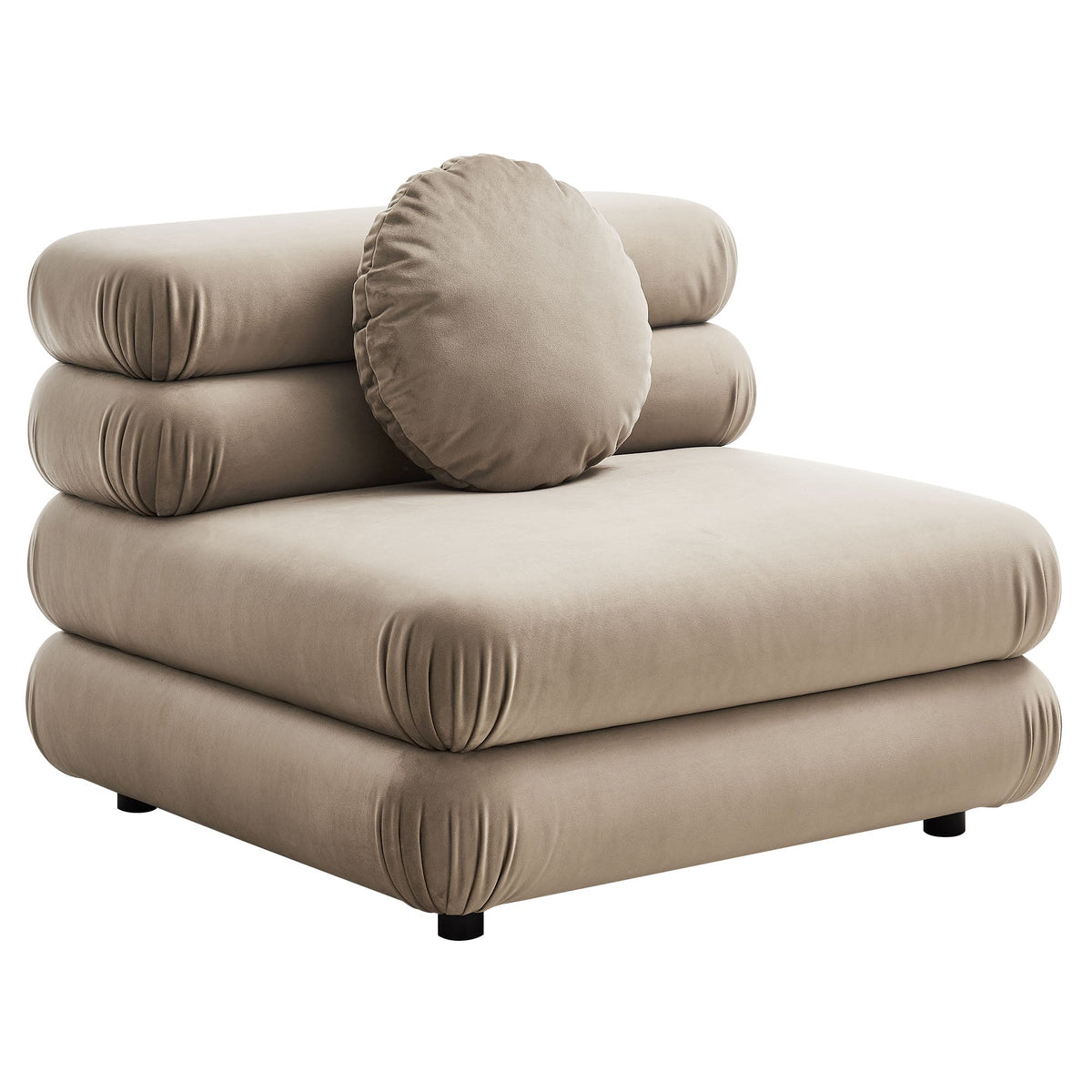 Beige velvet Jubilee 5-piece modular sectional sofa by Modway with rounded bolster on Tampa Home & Garden Store
