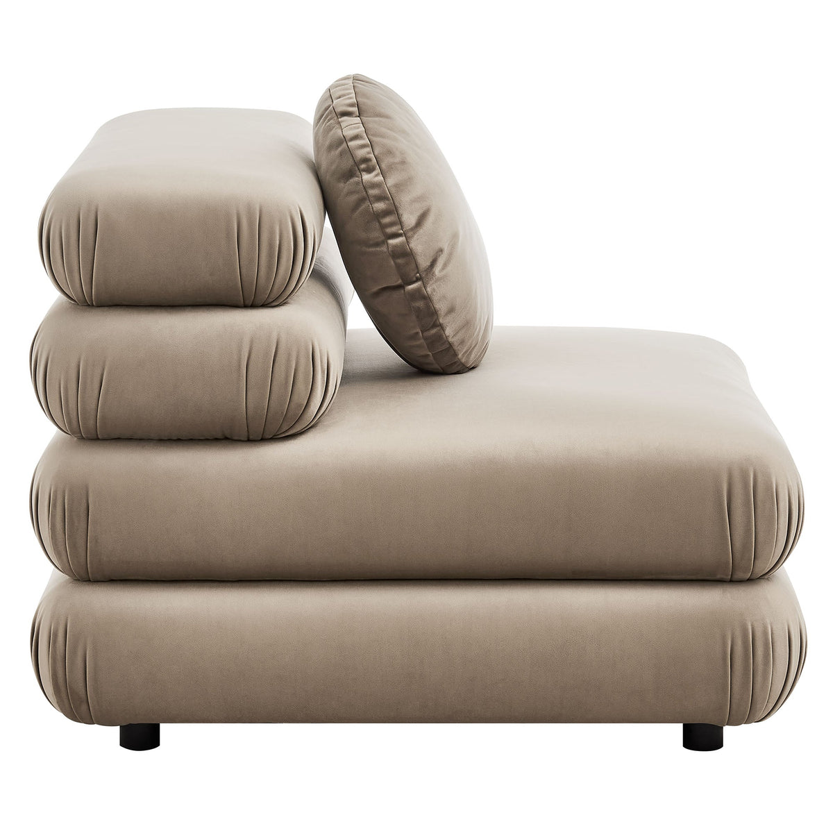 Jubilee 5-Piece Modular Velvet Sectional sofa taupe with rounded cushions on legs on Tampa Home & Garden Store