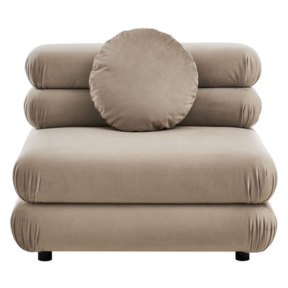 Modway Jubilee Velvet Sectional Sofa taupe with round pillow on Tampa Home & Garden Store