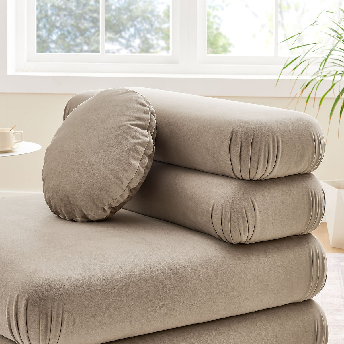 Jubilee modular armless chair in taupe performance velvet with plush rounded cushions by Modway on Tampa Home & Garden Store