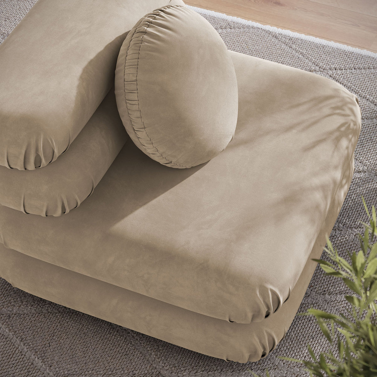 Jubilee modular armless chair in beige performance velvet by Modway on Tampa Home & Garden Store