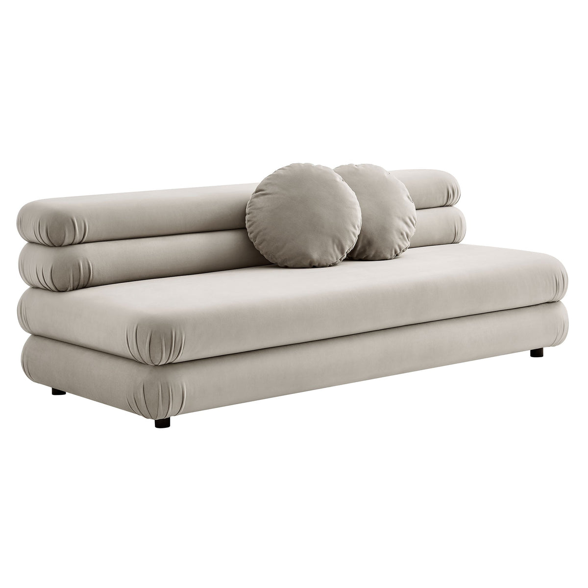 Jubilee Modular Velvet Armless Loveseat beige velvet with round bolster pillows HouseOfZazla by Modway on Tampa Home & Garden Store