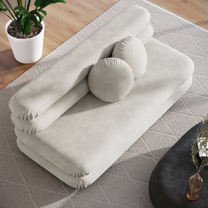 Jubilee modular armless loveseat in gray velvet with bolster pillows by Modway on Tampa Home & Garden Store