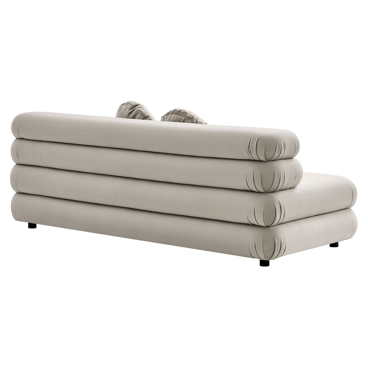 Jubilee Modular Performance Velvet Armless Loveseat by Modway in beige with stacked modules on Tampa Home & Garden Store