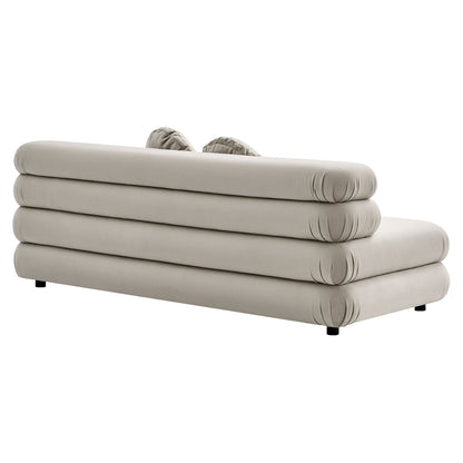 Jubilee Modular Performance Velvet Armless Loveseat by Modway in beige with stacked modules on Tampa Home & Garden Store