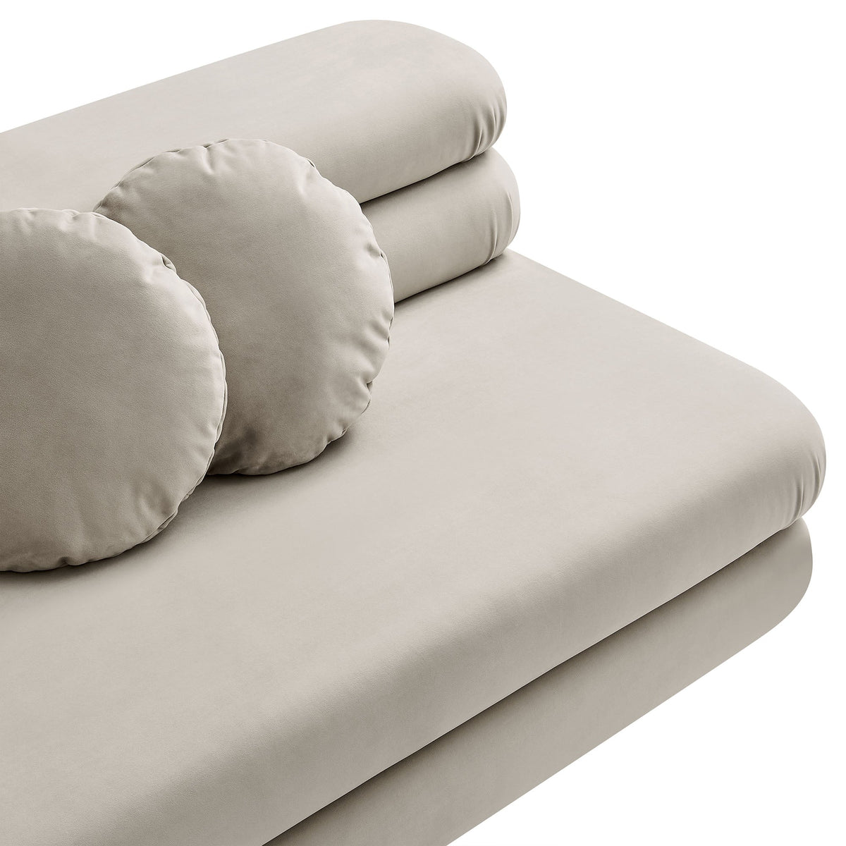 Jubilee modular performance velvet armless loveseat beige with plush cushions on Tampa Home & Garden Store
