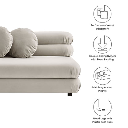 Jubilee modular armless velvet loveseat beige performance velvet upholstery by Modway on Tampa Home & Garden Store