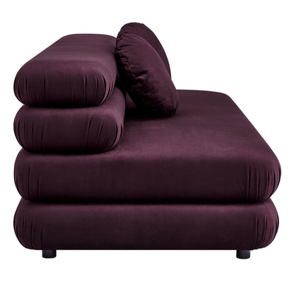 Jubilee modular armless loveseat in deep plum performance velvet by Modway, HouseOfZazla on Tampa Home & Garden Store