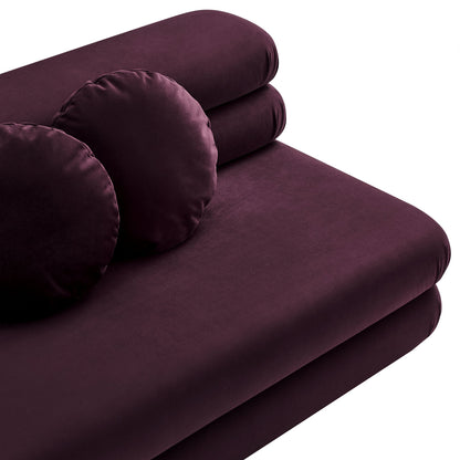 Jubilee modular armless loveseat in deep plum performance velvet close-up of plush cushions on Tampa Home & Garden Store