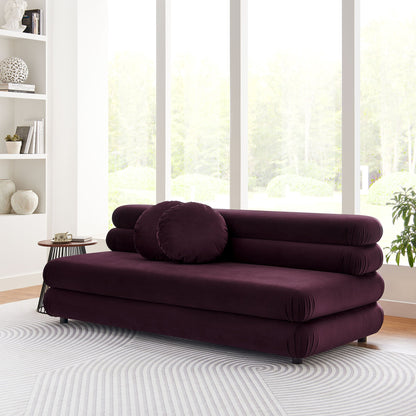 Jubilee Modular Velvet Armless Loveseat by Modway in deep plum velvet with tufted cushions on Tampa Home & Garden Store