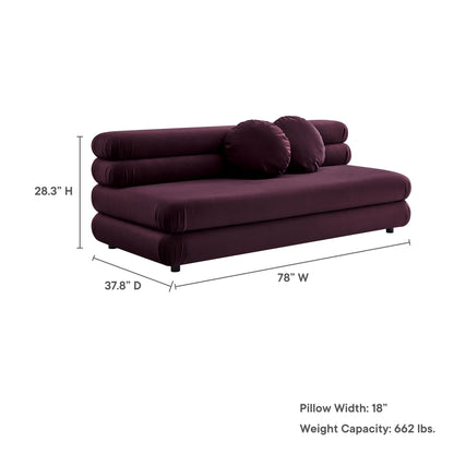 Jubilee modular armless loveseat in burgundy velvet by Modway for HouseOfZazla on Tampa Home & Garden Store
