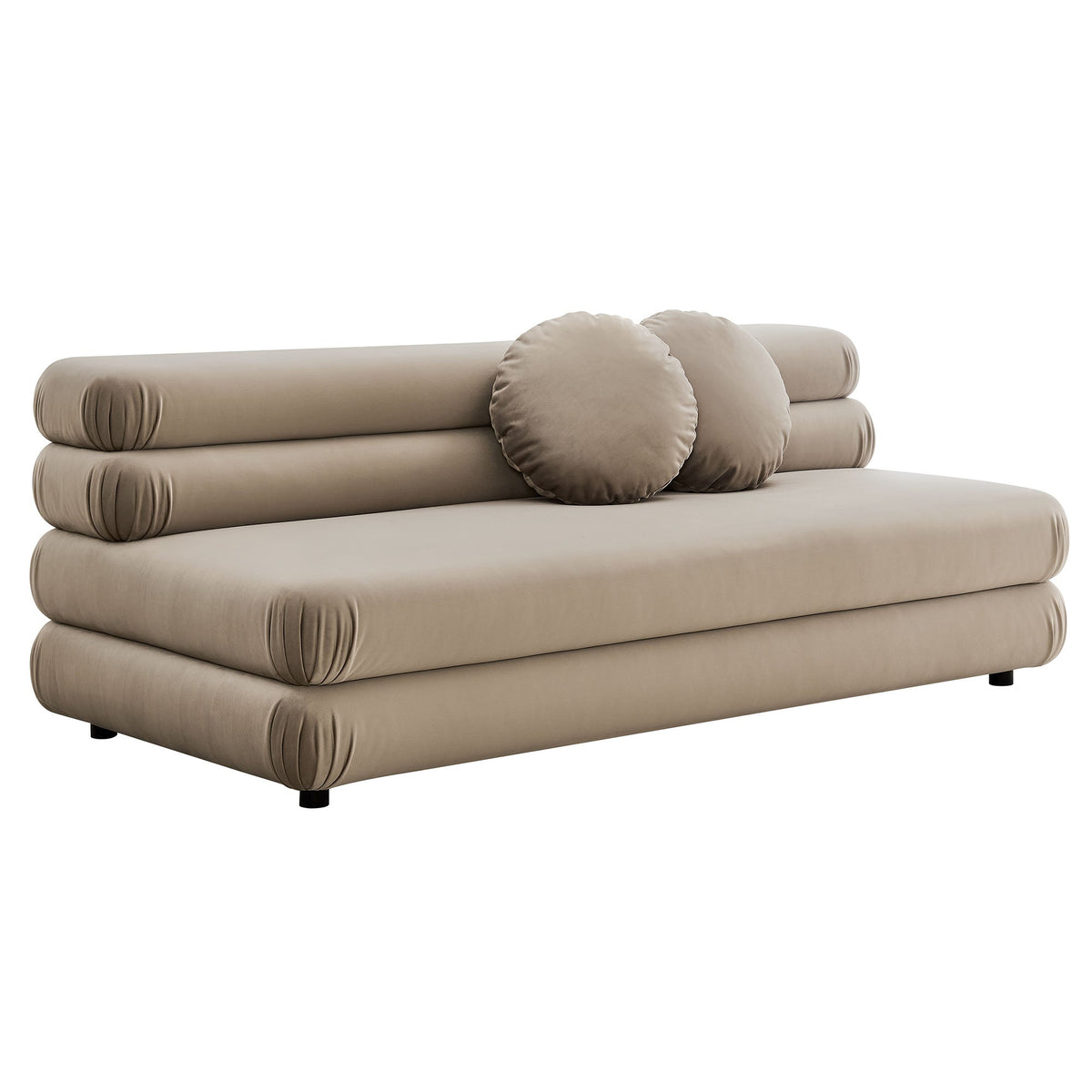 Jubilee Velvet Armless Loveseat in taupe with round cushions, modular sections Modway on Tampa Home & Garden Store