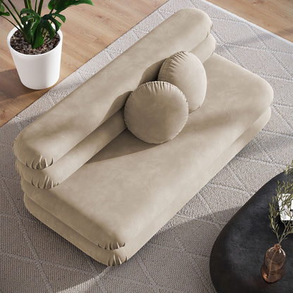 Jubilee Modular Velvet Armless Loveseat beige with bolster pillows by Modway HouseOfZazla on Tampa Home & Garden Store