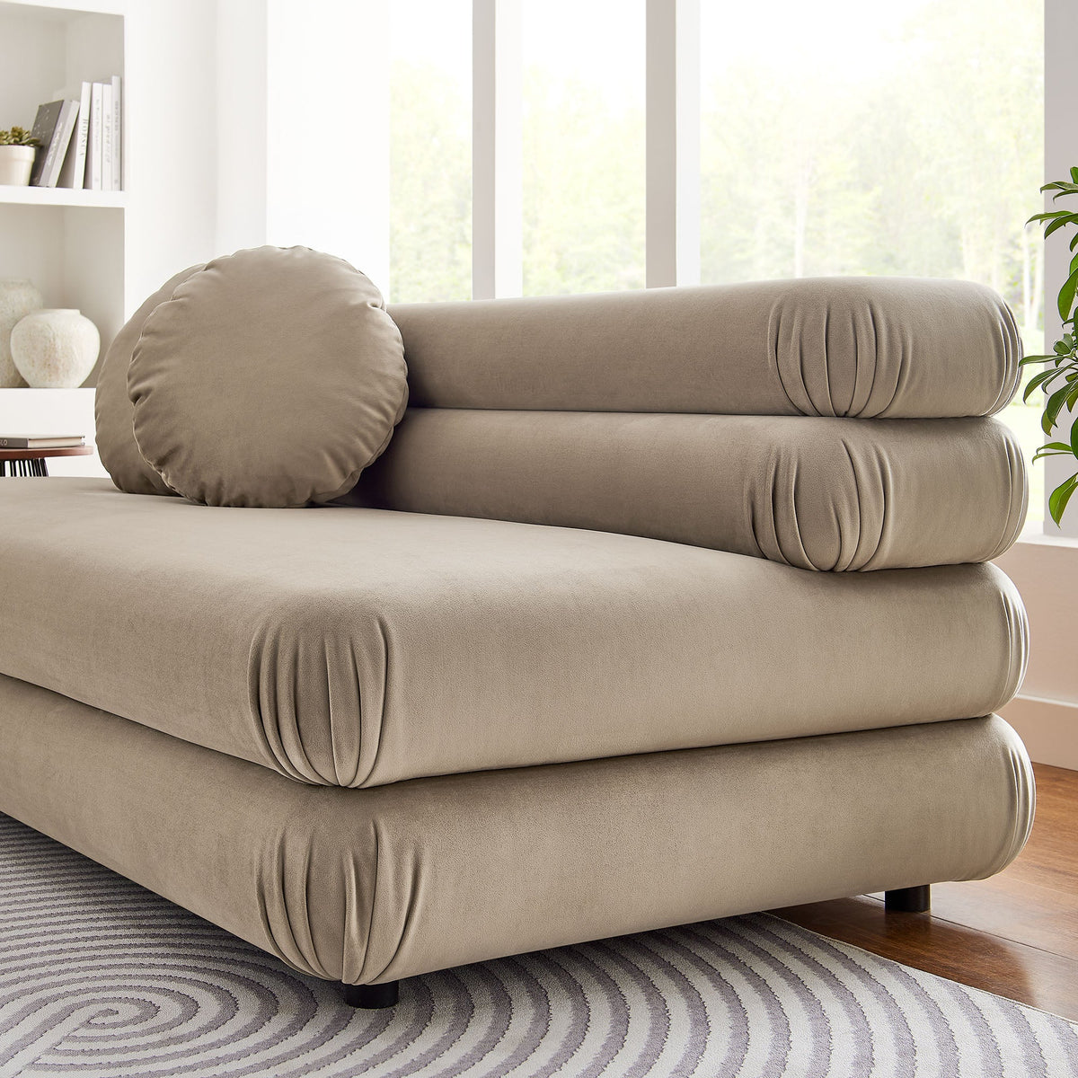 Jubilee Modular Performance Velvet Armless Loveseat taupe velvet by HouseOfZazla on Tampa Home & Garden Store