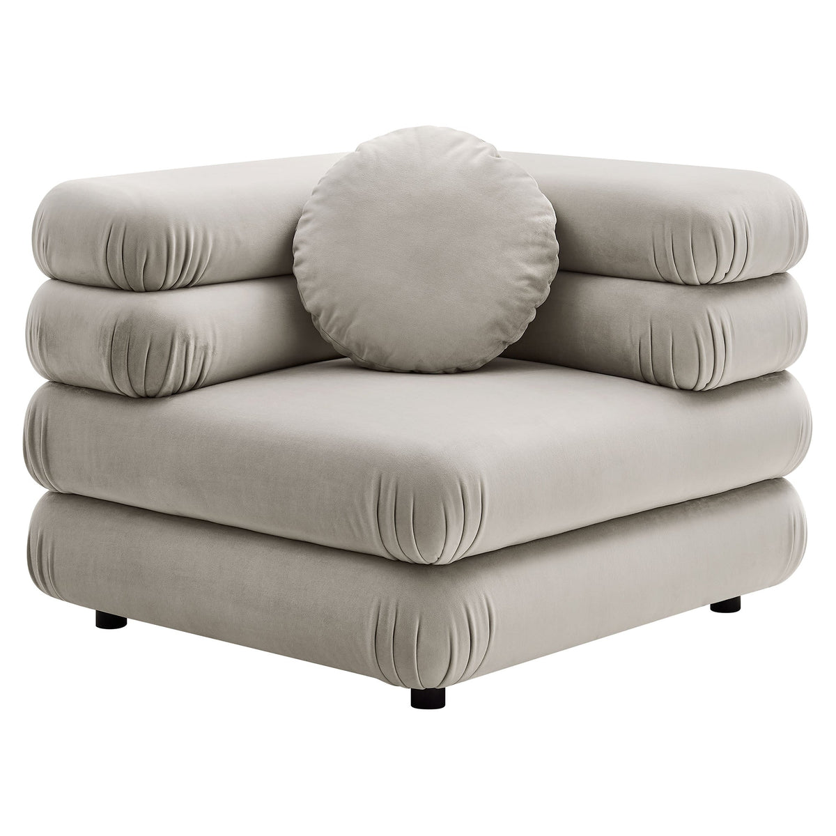 Jubilee 5-Piece Modular Velvet Sectional Sofa beige with round bolster pillow HouseOfZazla on Tampa Home & Garden Store