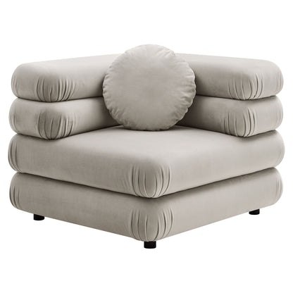Jubilee 5-Piece Modular Velvet Sectional Sofa beige with round bolster pillow HouseOfZazla on Tampa Home & Garden Store