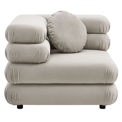 Jubilee modular corner chair beige performance velvet with rounded cushions on Tampa Home & Garden Store