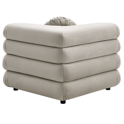 Jubilee Modular Performance Velvet Corner Chair by Modway, taupe velvet upholstery on Tampa Home & Garden Store
