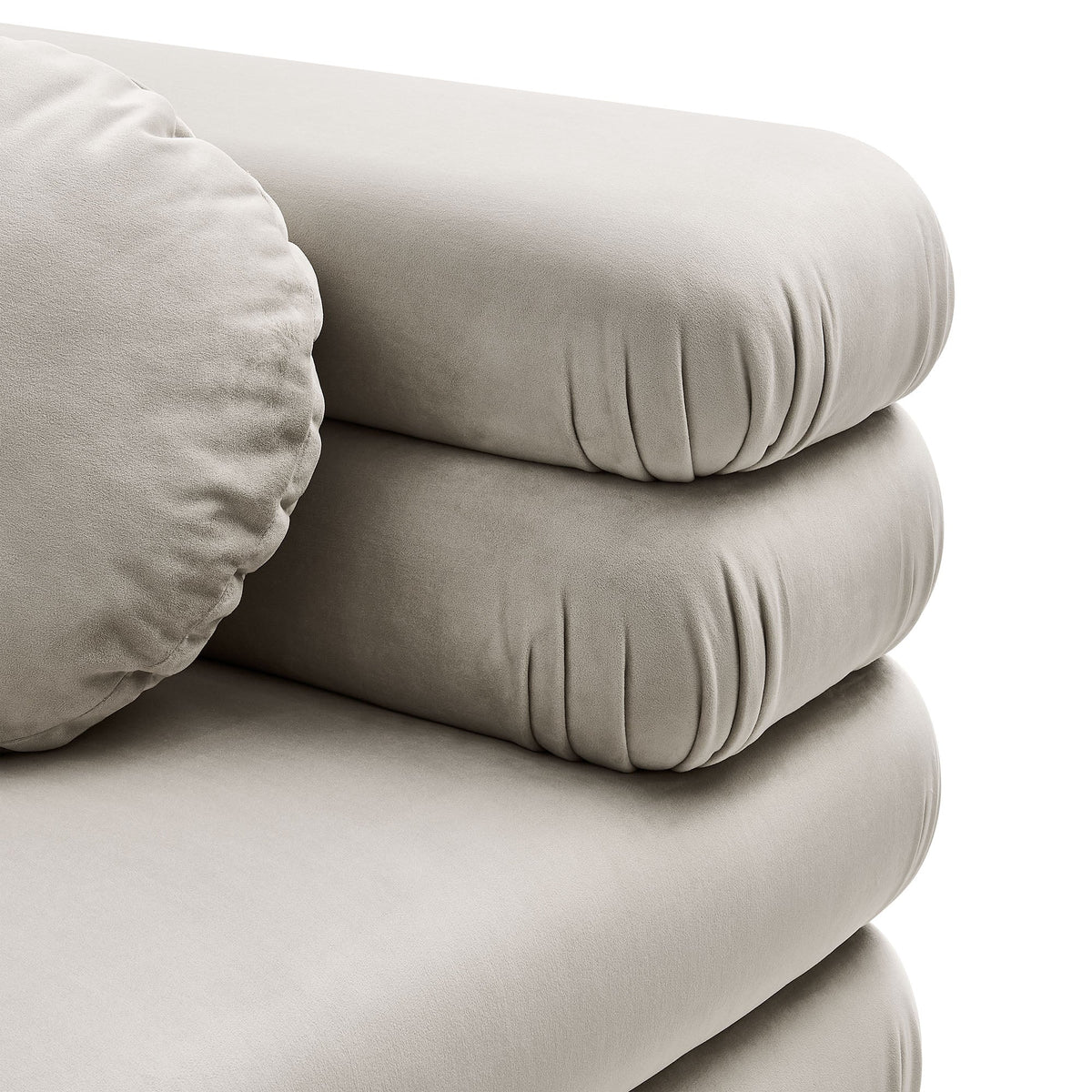 Jubilee Modular Performance Velvet Corner Chair beige cushions close-up on Tampa Home & Garden Store