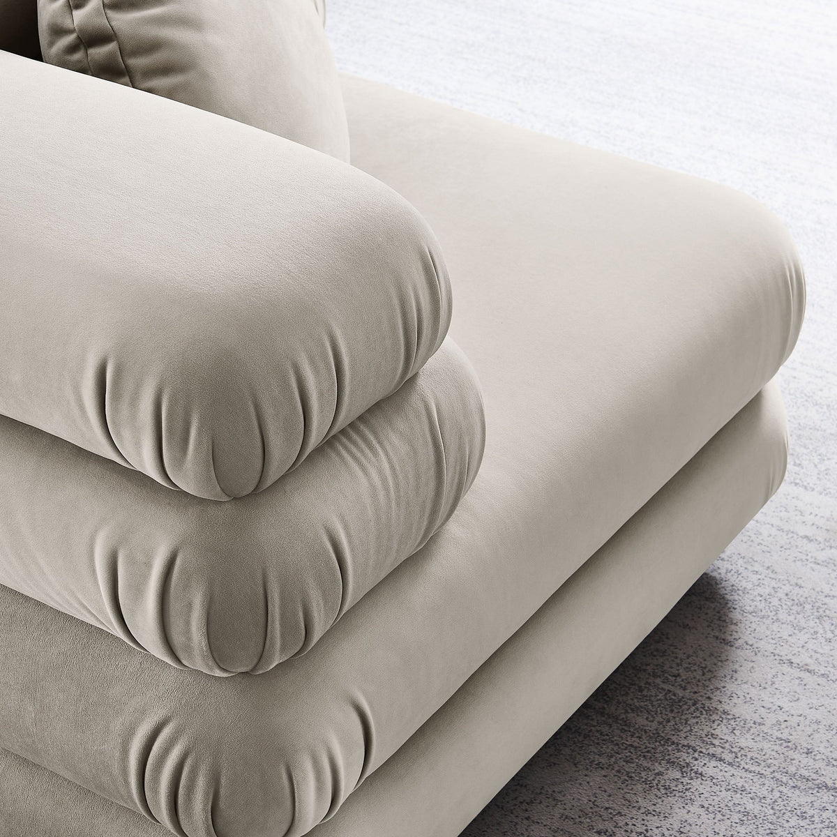 Jubilee modular performance velvet corner chair beige close-up with plush cushions by Modway on Tampa Home & Garden Store