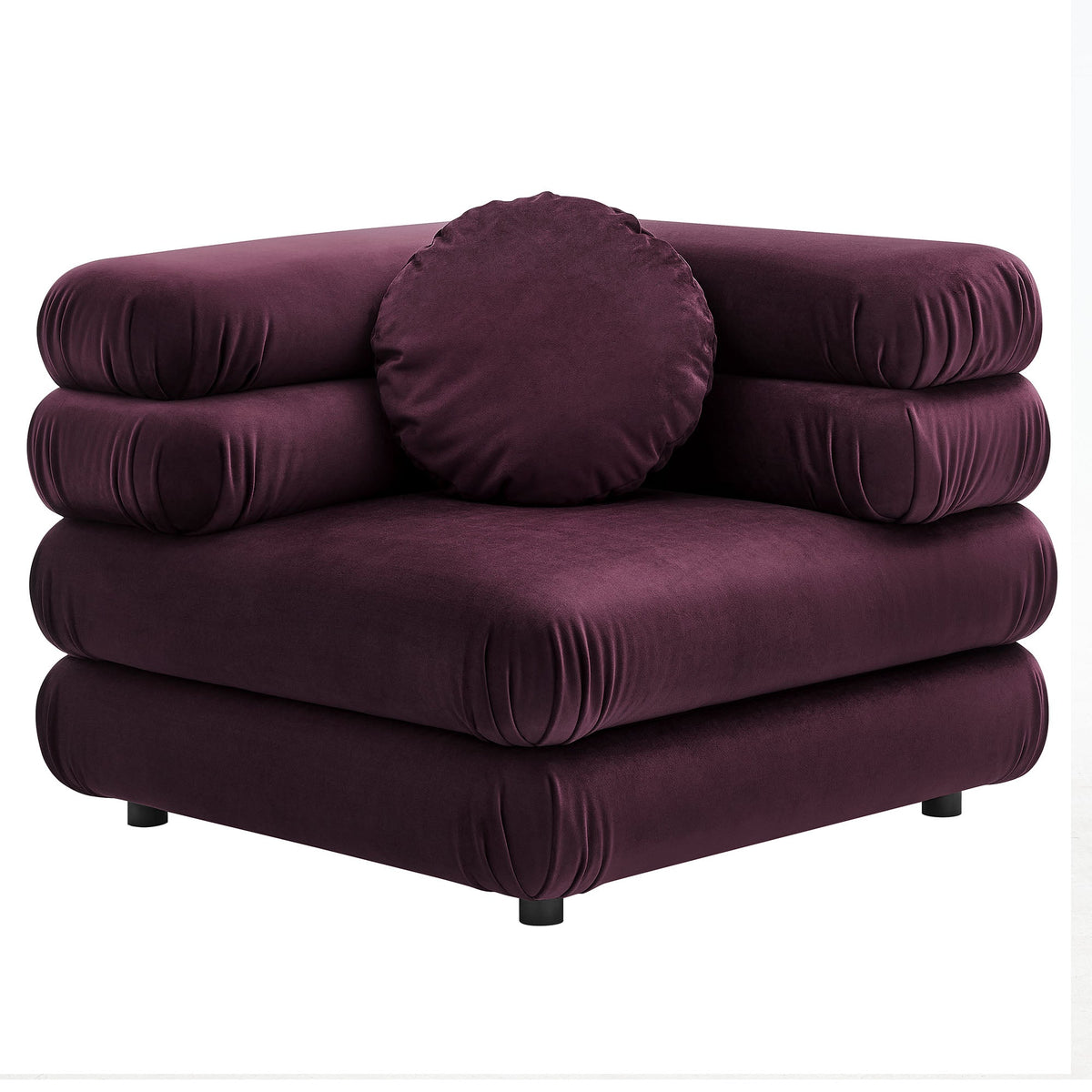 Jubilee Modular Performance Velvet Corner Chair by Modway, plum velvet, modular corner seating on Tampa Home & Garden Store