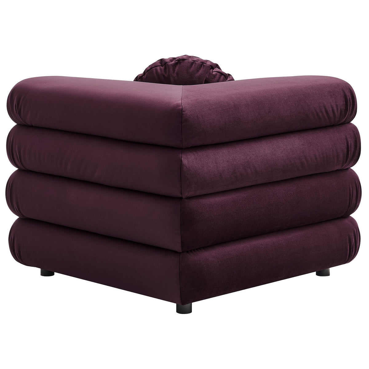 Jubilee Modular Performance Velvet Corner Chair in deep plum velvet with stacked cushions on Tampa Home & Garden Store