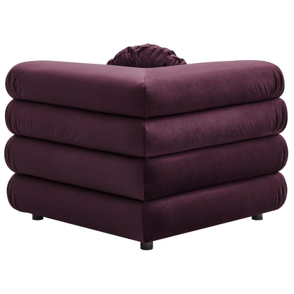 Jubilee 5-Piece Modular Velvet Sectional Sofa burgundy with stacked modules and black legs on Tampa Home & Garden Store